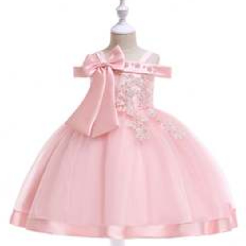 高品質のスーパーソフトキッズ服サマーガールドレスオフショルダーベビーガールパーティードレスL5081