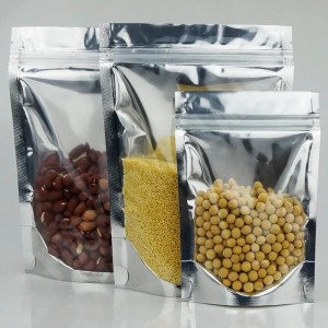 アルミニウムスタンドアップポーチバッグ、クリアフロント、アルミホイルバックの再封鎖可能なジップロック、食品保管のために密閉可能