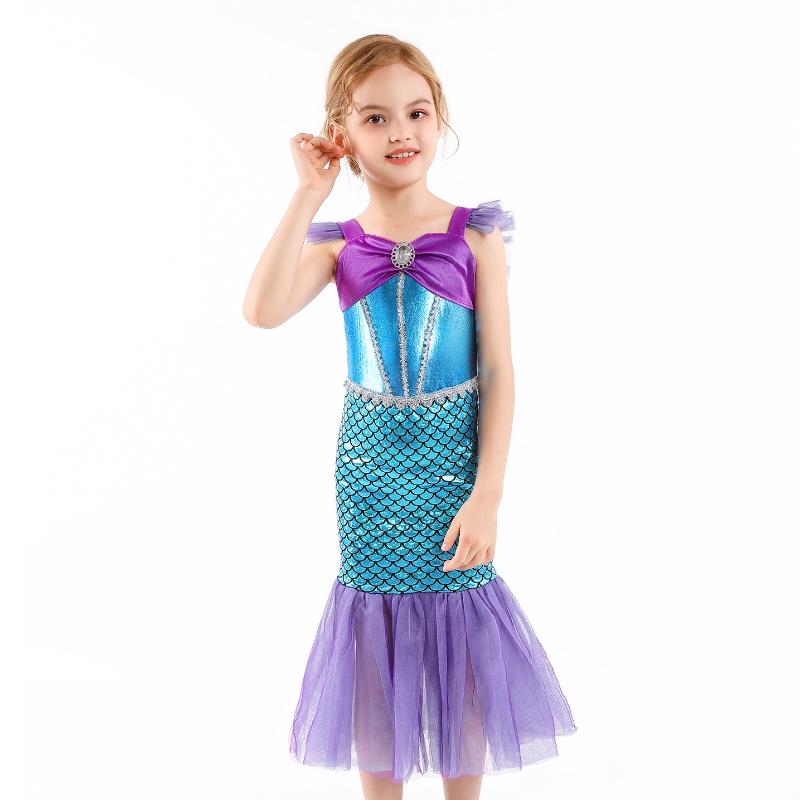 ガールプリンセスリトルマーメイドドレスキッズコスプレチャームコスチューム子供カーニバルバースデーパーティー服サマードレスガールズ
