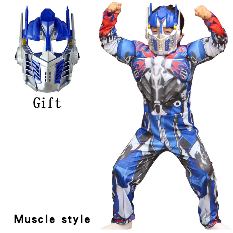 男の子オプティマスマッスルロボットプライムファンシードレスアップアメリカンボーイスーパーヒーロープリムコスプレハロウィーンチャイルドコスチューム
