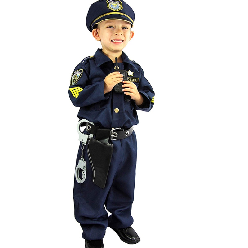 デラックス警察官のコスチュームとロールプレイキットボーイズハロウィーンカーニバルパーティーパフォーマンスファンシードレスユニフォーム服