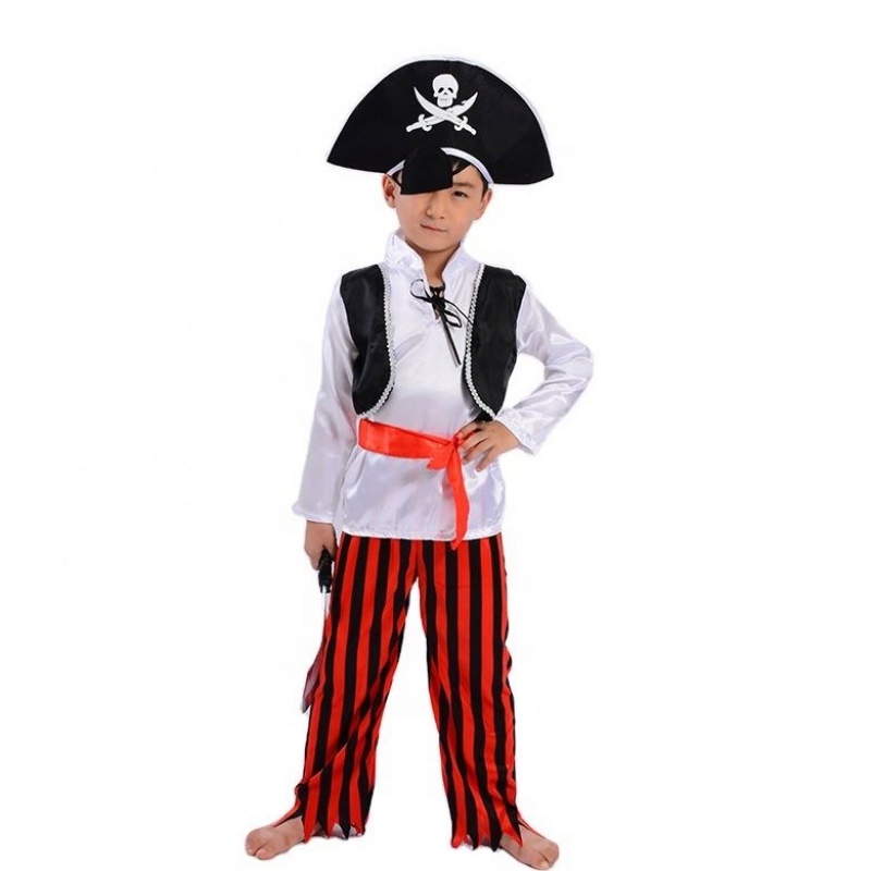 卸売クールな縞模様の海賊セットステージパフォーマンススーツハロウィーンコスプレカリブ海の海賊キャプテンチルドレン\\の衣装