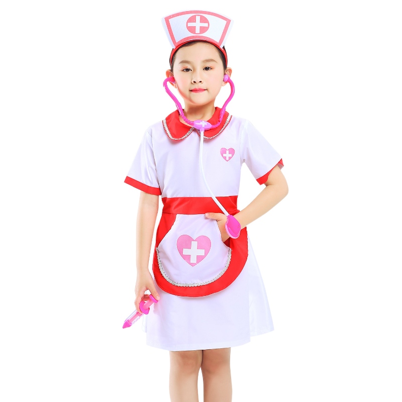 女の子の看護師のふりをする完全なドレスアップセットドレスとおもちゃセット