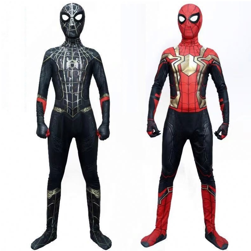 スパイダーマンスパイダーマンコスチュームファンシージャンプスーツ大人と子供ハロウィーンコスプレコスチュームレッドブラックスパンデックス3Dコスプレ衣類