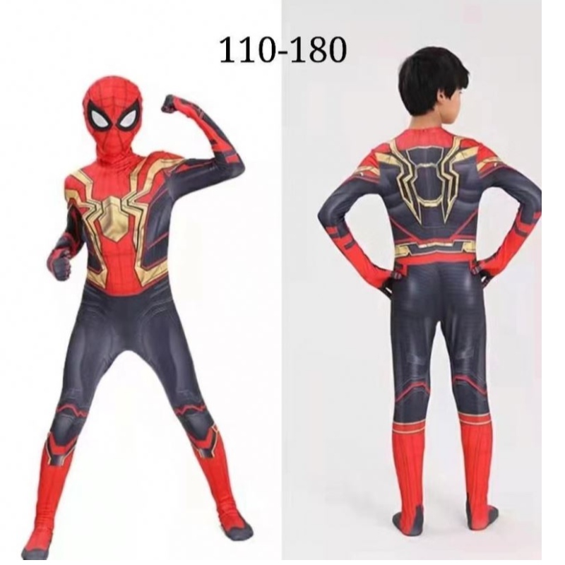 子供向けのスーパーヒーローコスチュームボディスーツハロウィーンコスプレジャンプスーツ3Dスタイルアダルトスパイダーマンスーツコスプレ衣装