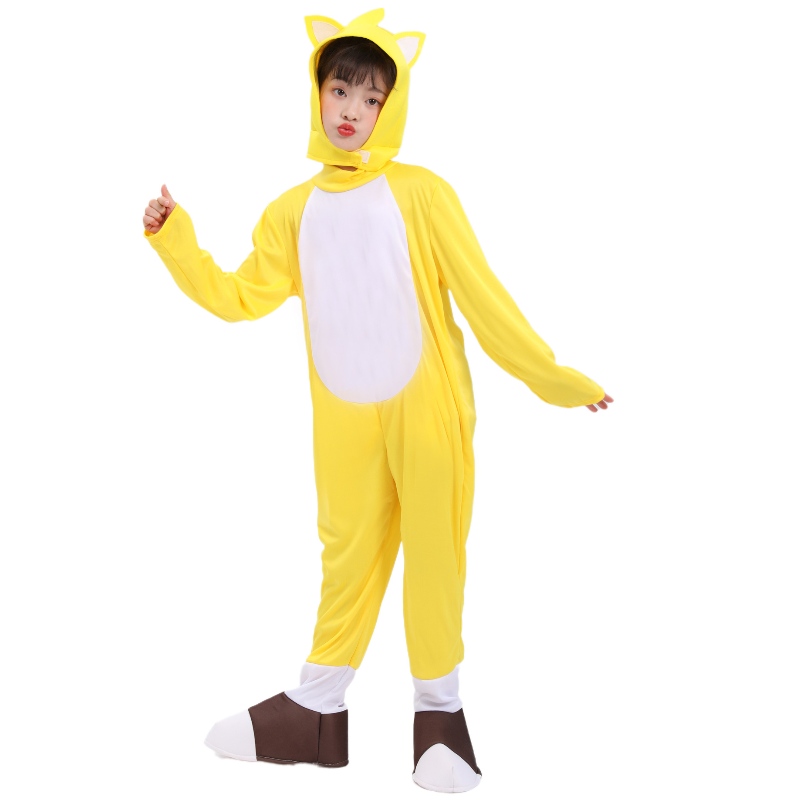 卸売ハロウィーンイエローフォックスタラースーパーソニックボーイコスチュームヘッジホッグソニックスーツコスプレコスチューム