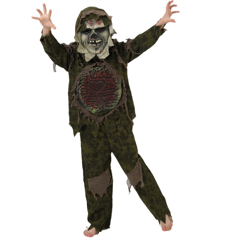 キッド\\ 'ハロウィーンゾンビコスチュームコスプレコイモンスターコスチュームホラーマスクゾンビ服
