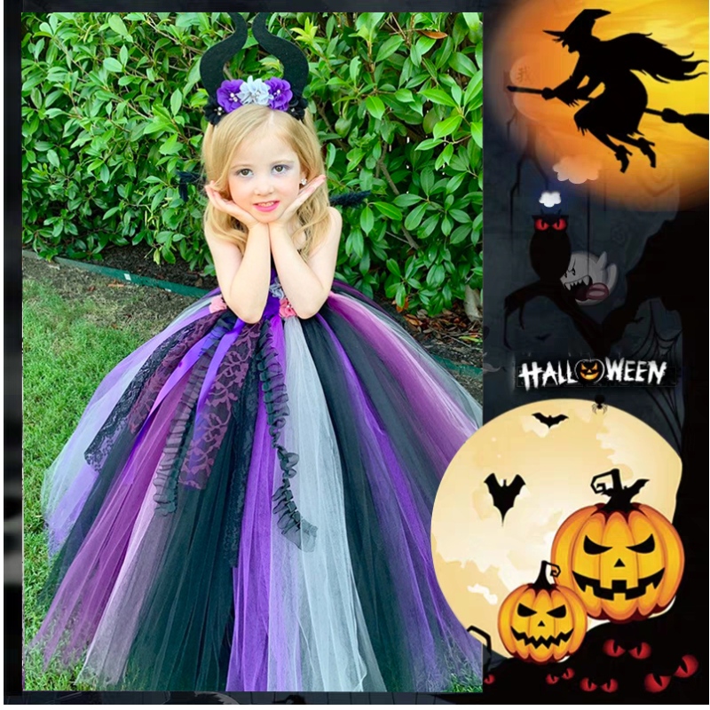 アマゾンホットセラーガールズハロウィーンコスチュームヴァンパイア魔女コスプレページェントパーティーチュチュドレス
