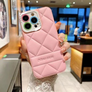 iphone 13 promax小さな香り空気クッション14ラムスキンの格子縞のパッチレザー電話ケース12保護ケース