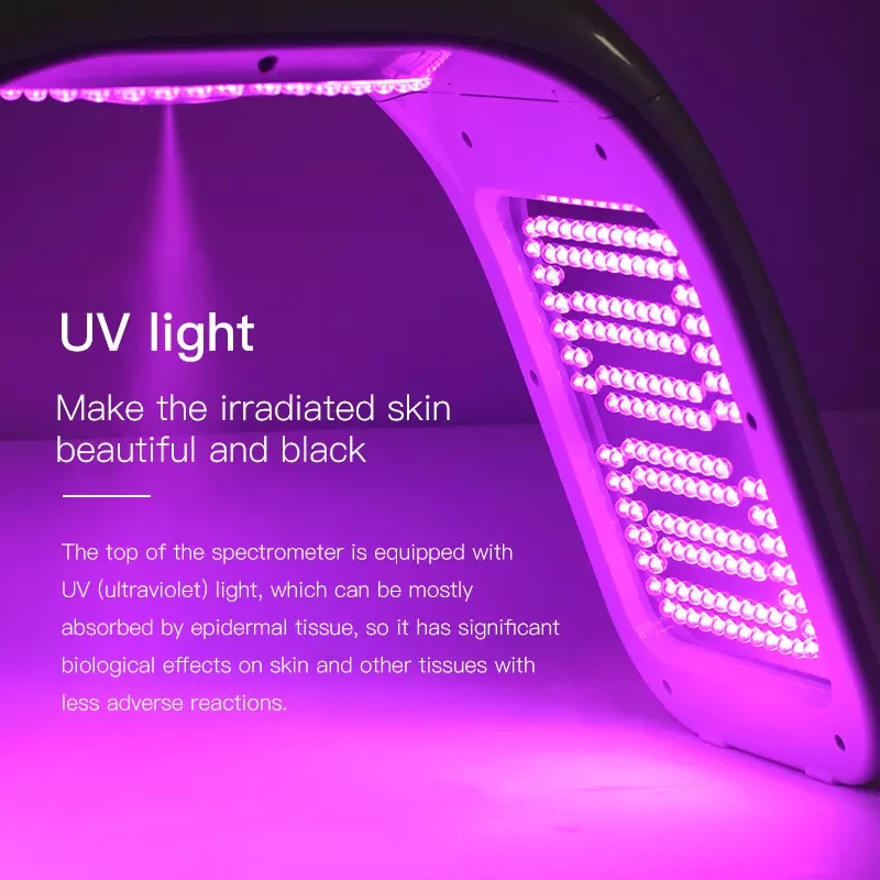 7色PDT LEDライト5Dコラーゲン光療法皮膚の若返りのためのフェイシャルビューティーマシンにきびのニキビ除去、皮膚の引き締め、顔料除去、にきび治療、皮膚の若返り、しわ除去。