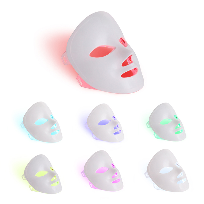 7色の軽いポータブルフェイスLEDフェイスマスク家庭用マスク療法、LEDライトセラピーフェイシャルスキンケアマスク - にきびフォトンマスク用の青色&赤色光 - にきび減少のための韓国PDTテクノロジー
