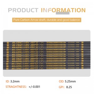 Elongarrow 32inches 3.2mm高モジュラスカーボンファイバー矢印シャフト射手向け