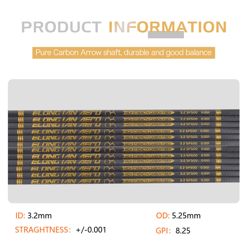 Elongarrow 32inches 3.2mm高モジュラスカーボンファイバー矢印シャフト射手向け