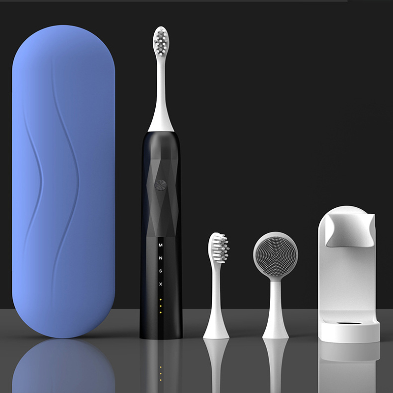 3Dプロフェッショナルホワイトニングソニックエレクトリック歯ブラシ、大人と子供向けの充電式電気歯ブラシ、組み込みのスマートタイマー、クリーニング防水歯ブラシセット、ホワイトピンクブル