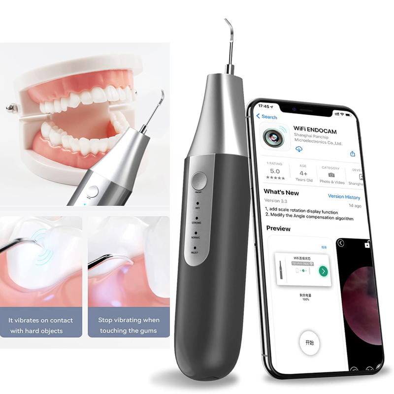 リンク可能なWi Fi可視性超音波歯クリーナー - アダルトデンタルクリーナーキット歯科用プラークリムーバー、iPhoneおよびAndroid用のアプリ