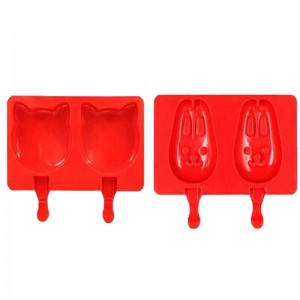 アイスクリーム金型キッチンガジェットDIYフードグレードシリコンキッズアイスクリームトレイホルダークリーニングが簡単な2or3キャビティカートン形状