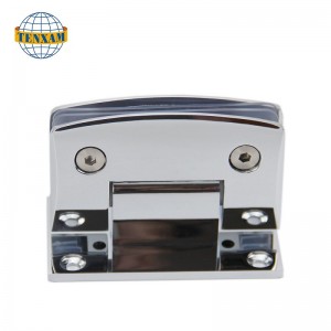 90度の壁からガラスドアヒンジ亜鉛合金バスルームガラスシャワーヒンジ