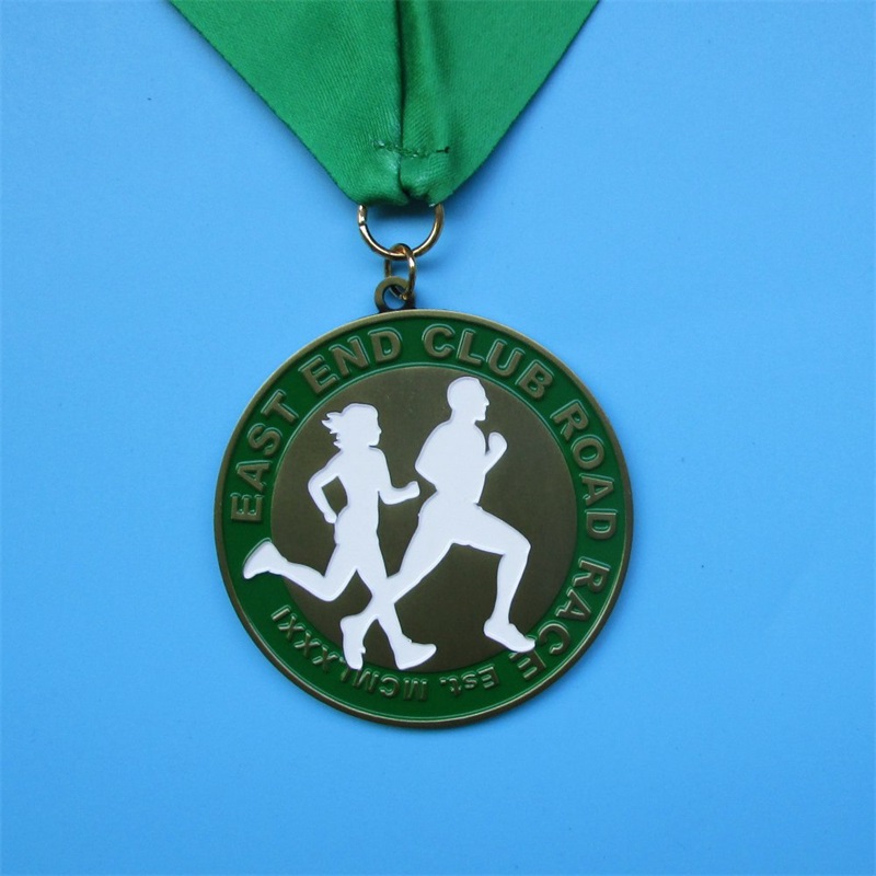 リボン亜鉛合金キャスティングゴールドシルバーブロンズスポーツメダルを添えたメダル
