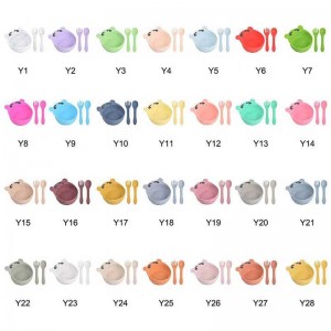 赤ちゃんの給餌セット幼児用シリコンボウルスプーンフォークかわいい動物シリコンボウルセットクマ食品給餌ベビープレート子供用品