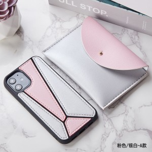 Apple iPhone 11オレンジブルーカラーコントラストレザー電話保護ケース、360度転倒保護ケースホーン11pro