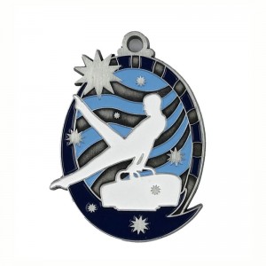 ギャグ18kゴールドメッキスクエア長方形メダリオンペンダントリズミカル体操メダル