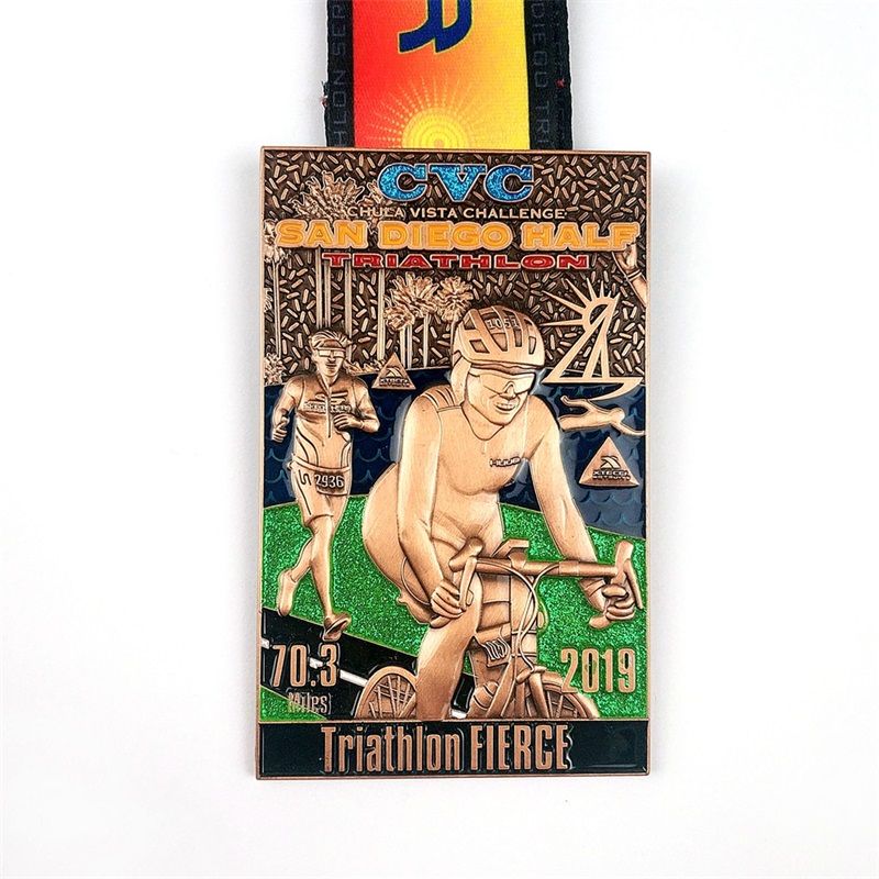 エナメルメダリオンチャイナスポーツ軍事マラソンメダルメダル3Dトライアスロンメダル