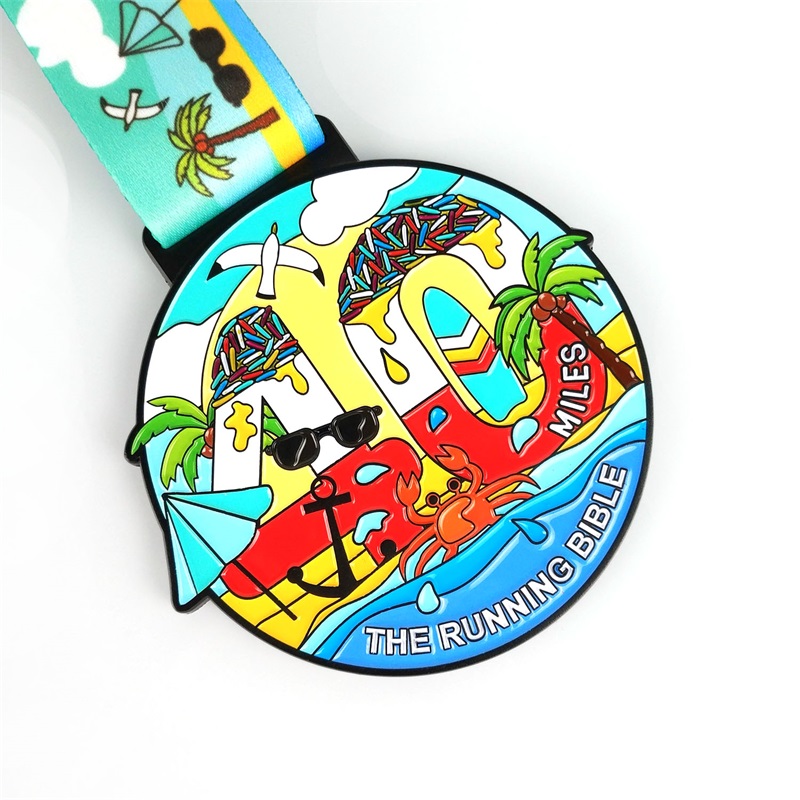 リボン付きカスタマイズされたロゴブランクシルバーメダルカスタムメタルスポーツブラジルグリーンラウンドマラソンメダル