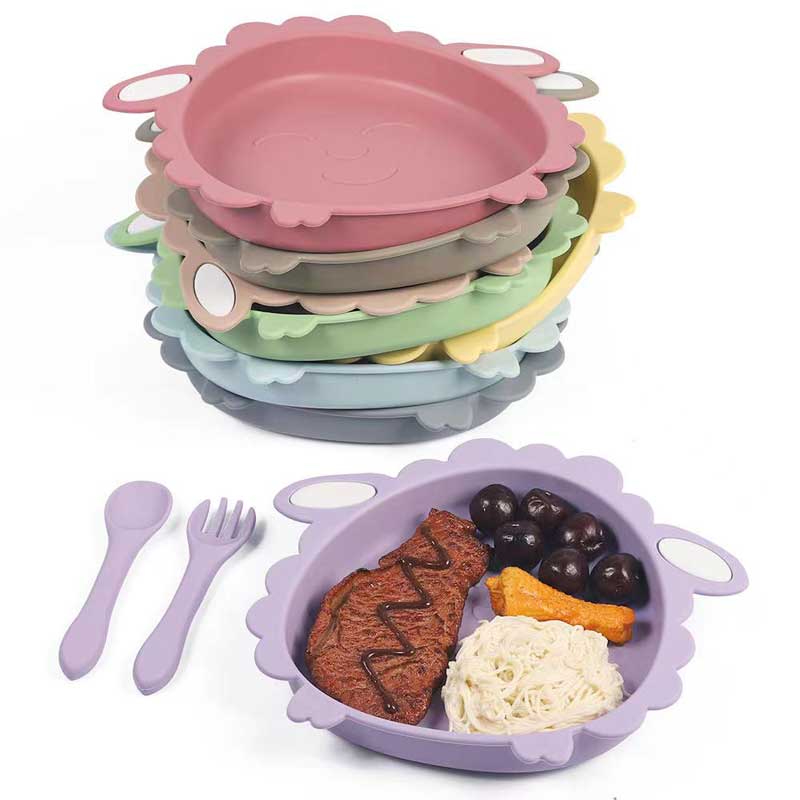 赤ちゃんの食器羊の食品グレードシリコンソフトベビーフィーチングボウル幼児用プレート用の非BPAディナーシリコン給餌プレート
