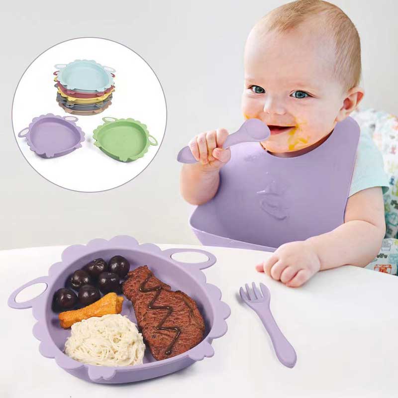 赤ちゃんの食器羊の食品グレードシリコンソフトベビーフィーチングボウル幼児用プレート用の非BPAディナーシリコン給餌プレート