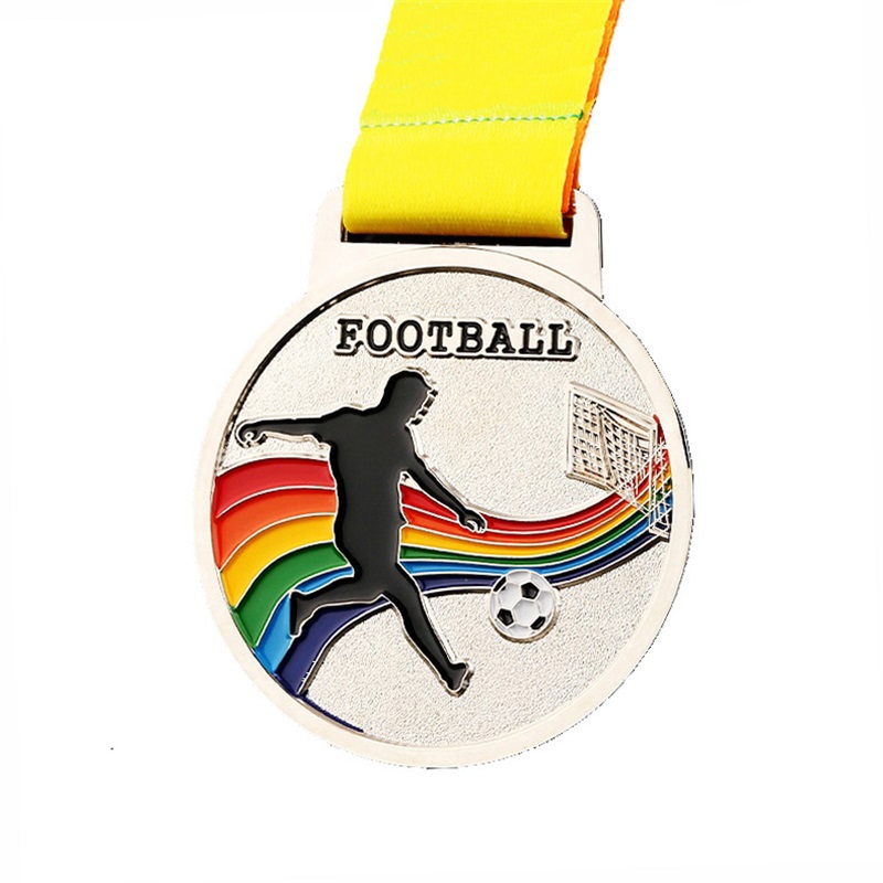 カスタムフットボールゴールド3Dメダルサッカーレースランニングメタルマラソンスポーツメダル付きリボン