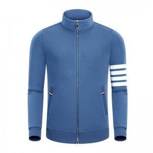 春と秋の新しい4バーコットンファッションカジュアルスモールスタンドカラー男性と女性のジッパー長袖カーディガンコート