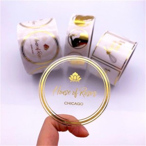 丸い青銅色のラベルステッカー、青銅色の透明ラベル、カスタマイズされたブロンズラベルステッカー