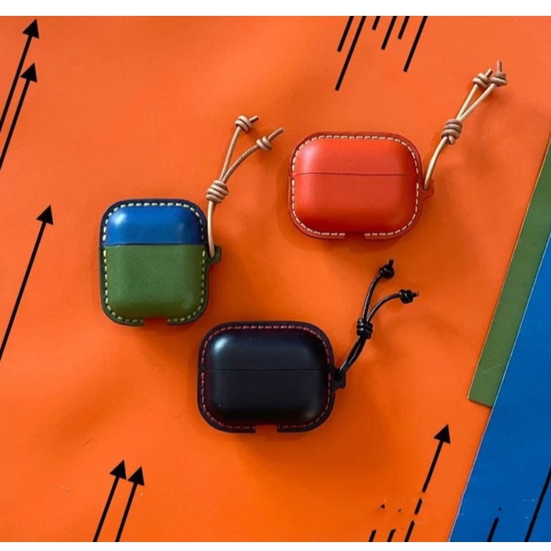 新しいApple Airpods保護ケース、オールインワンハンドメイドレザーケース、Bluetoothヘッドセットケース、衝突防止レザーケース