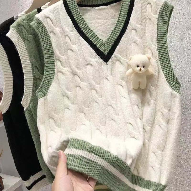 ニットベストウィメンズの春と秋のセーター