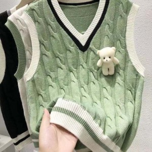 ニットベストウィメンズの春と秋のセーター