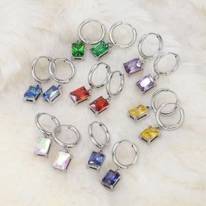 スクエアファッションラグジュアリージルコニアイヤリング