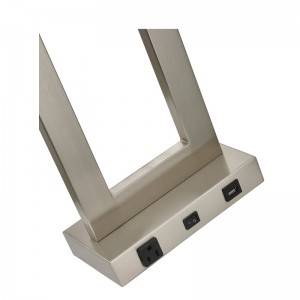 ギャツビーブラシ付きニッケル仕上げの1つのライトテーブルランプ、オン/offロッカースイッチ、便利なアウトレット、USBポート