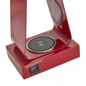 赤い仕上げの小さなデスクランプ、USB充電ポート、ワイヤレス充電ステーション、客室でのロッカースイッチのオン\\\\