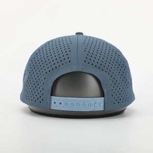 OEMカスタムデザインロゴ5パネルクラシック非構造化プレーンブランクレーザーカット5パネル穴あきゴラスナイロンロープ帽子