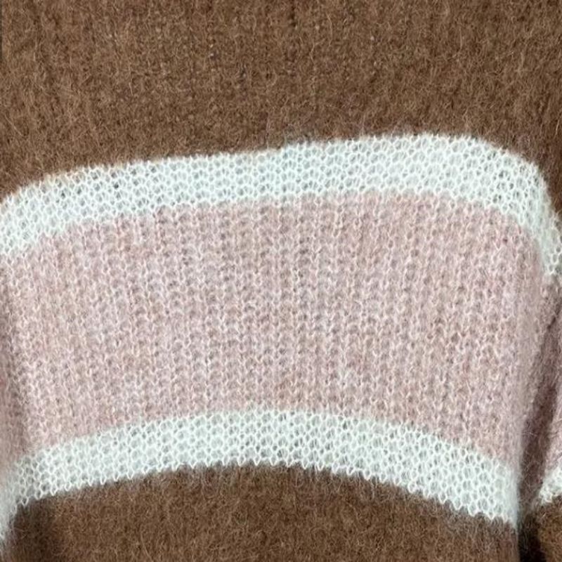 Women 's Mohair Stripetニットウェアプルオーバーセーター