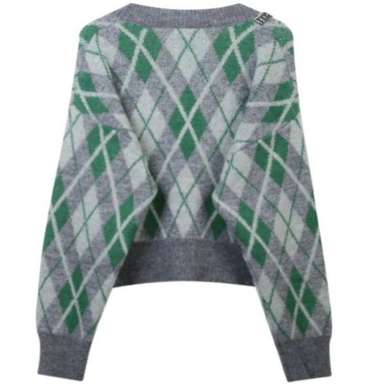 Argyle JacquardニットMohair Cardigan Seater womennitwear