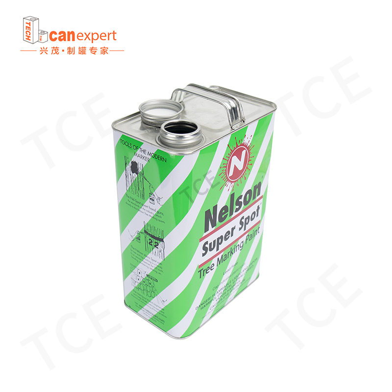 四角い長方形の空のオイル化学金属缶塗料またはオイルパッケージ用のプラスチック蓋付きの容器缶