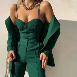 セクシーなスリムホルタートップパンツセット