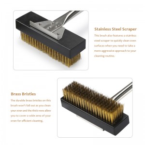 長さ53インチ銅毛ピザグリルクリーニングブラシピザオーブンバーベキューグリル