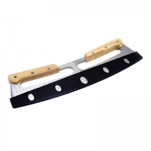 ホットセールステンレススチールカッターピザ、プラスチックカバー保護付きのキッチンツール用ピザカッターピザロッカー