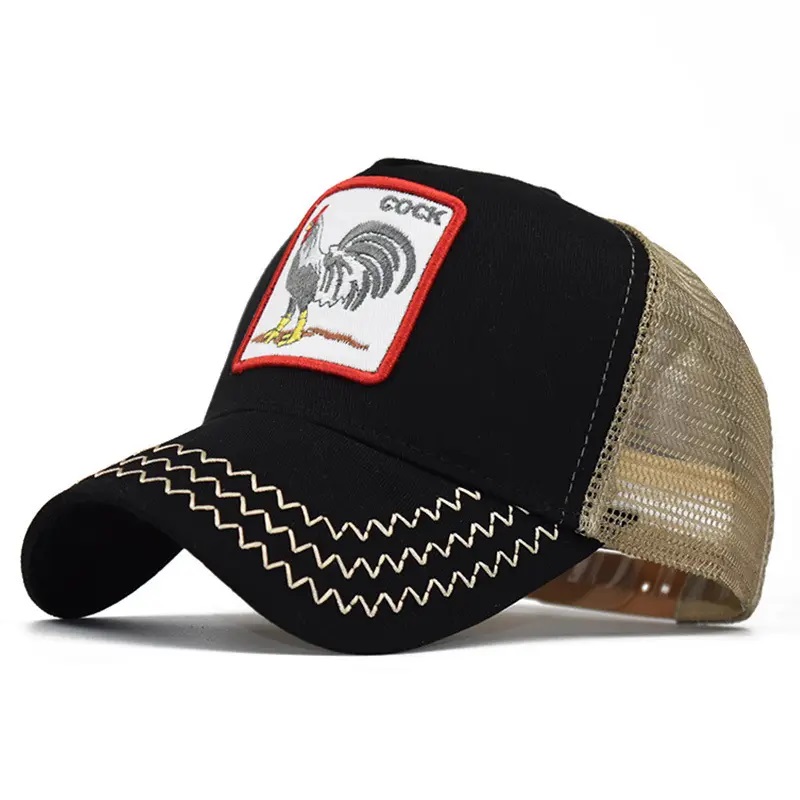 卸売ファッション5パネル漫画スポーツキャップ刺繍メッシュゴロ野球キャップメンアニマルトラック運転手の帽子