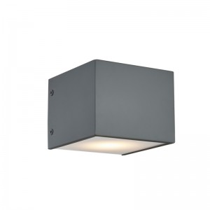 ホテルの典型的な客室に塗装されたフラットグレーの仕上げと統合されたLEDを備えたホスピタリティホテルウォールランプ