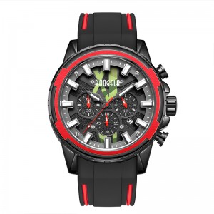 Baogela New Watches Menステンレスラバーストラップブルーウォッチラグジュアリーウォータープルーフクロノグラフ腕時計