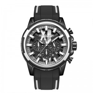 Baogela New Watches Menステンレスラバーストラップブルーウォッチラグジュアリーウォータープルーフクロノグラフ腕時計