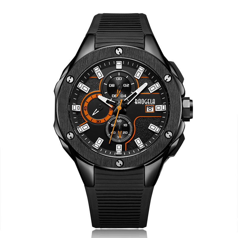Baogela Luxury Brand Men Silicone Sports Watches Fashion Army Watch Man Chronograph Quartz腕時計Relogio Masculino Rose 22608